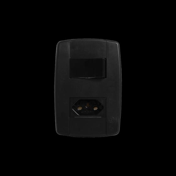 Imagem de Tomada + Interruptor Apagador Tecla Simples 20a Preta Ilumi