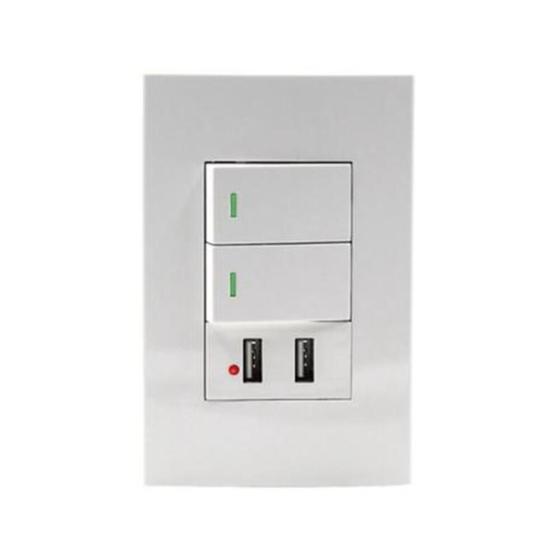 Imagem de Tomada Interruptor De Parede Com Usb Duplo 5V-10A Bivolt