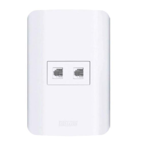 Imagem de Tomada Mdl 2 Rj11 Fone Pl 4x2 Linha Canoa - Romazi 8612