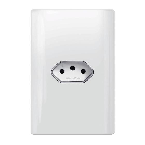 Imagem de Tomada Novara Branco E Cromado Horizontal 10A 4x2 Com Placa Dicompel