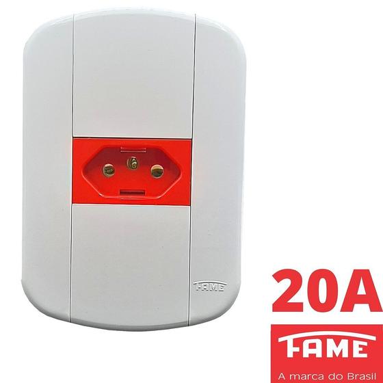 Imagem de Tomada Padrão 2P+T 20A Vermelha Com Placa Blanc Mais FAME