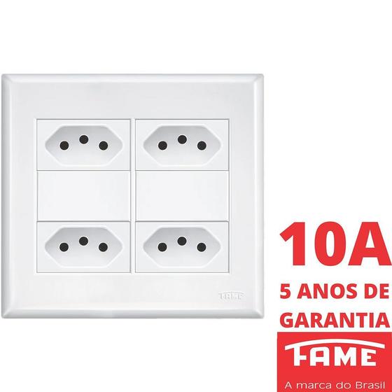 Imagem de Tomada Padrão Quádrupla 2P+T 10A Com Placa 4x4 Evidence FAME