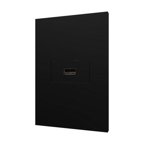 Imagem de Tomada Recta Satin USB 2A Com Placa Black Universal - BLux