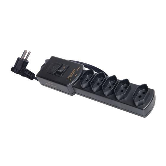 Imagem de Tomada Régua Filtro De Linha Com Dps 4,5ka Bivolt Preto Margirius