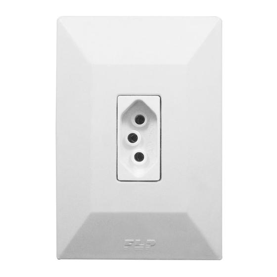 Imagem de Tomada Simples 2p+t 10A Com Placa Espelho Branco Bivolt 127v e 250v Linha Dubai