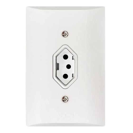 Imagem de Tomada Simples 2p+t 10A Com Placa Espelho Branco Com Inmetro 127V e 250V Bivolt