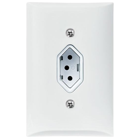 Imagem de Tomada Simples 2p+t 10A Com Placa Espelho Branco Com Inmetro