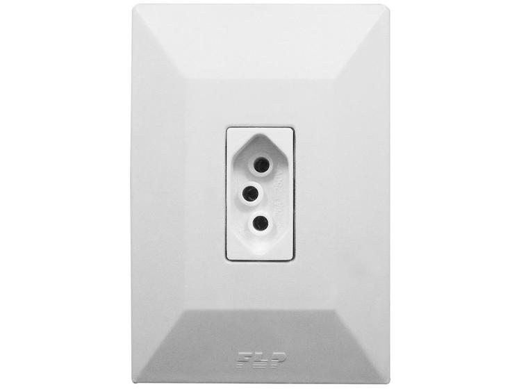 Imagem de Tomada Simples 2p+t 10A Com Placa Espelho Branco Com Inmetro Linha Dubai
