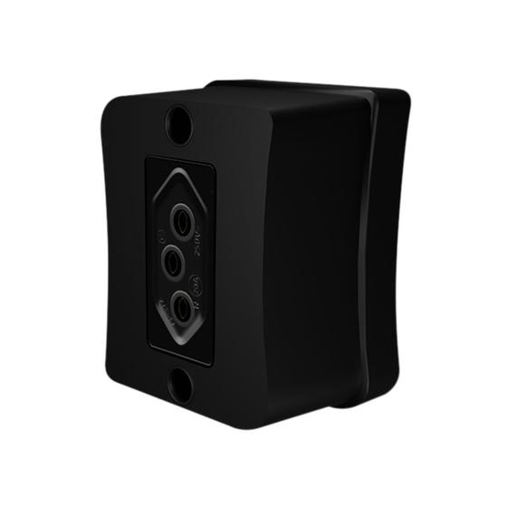 Imagem de Tomada Simples 2p+t 20A Sobrepor Externo Com Placa Espelho Black Linha Viena Bivolt 127v e 250v