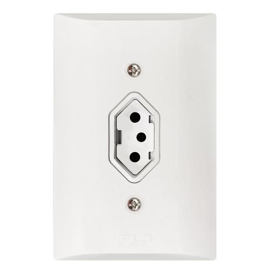 Imagem de Tomada Simples Com Placa Espelho Branco 2p+t 20A Com Inmetro Bivolt 127V e 250V