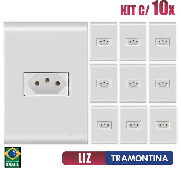 Tomada Simples Liz Branco Tramontina 10A/250V Kit c/ 10 unidades Menor preço em Tomada Simples Liz Branco Tramontina 10A/250V Kit c/ 10 unidades