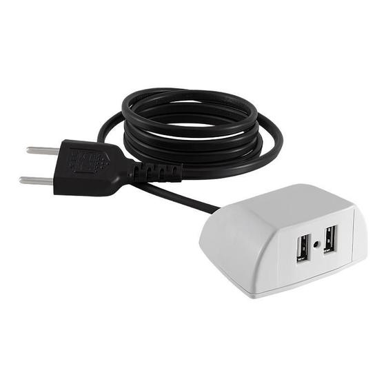 Imagem de Tomada Sonic 2Usb Fixo Cabo 1,7M Branco Qm 34800.02