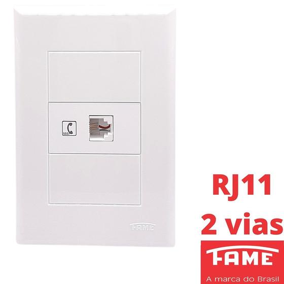Tomada Telefone RJ11 2V Com Placa Evidence FAME - Módulo de Tomada ...