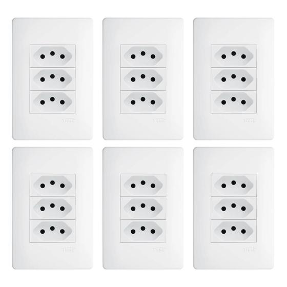Imagem de Tomada tripla 10a com placa 4x2 Fame Habitat kit 6 un