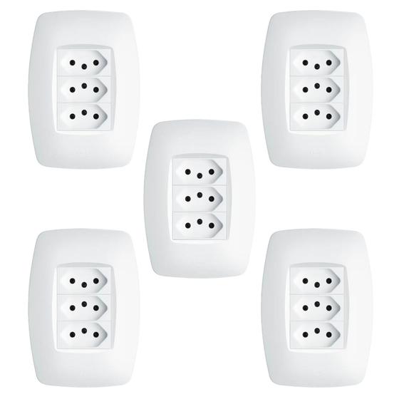 Imagem de Tomada tripla 20a/250v com placa 4x2 Fame Elegance 5 unidades