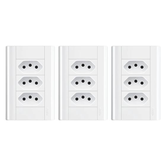 Imagem de Tomada Tripla 20a Com Placa 4x2 Fame Modulare - Kit 3 Un