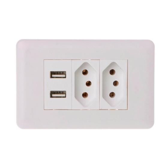 Imagem de Tomada Universal Usb Dupla Parede Bivolt Branco