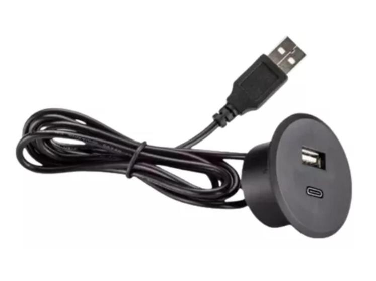 Imagem de Tomada USB e Tipo C Duplo de Embutir em Móveis Pronta Entrega
