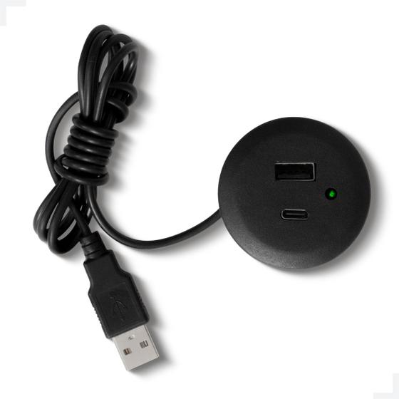 Imagem de Tomada USB para Embutir para Móveis, Sofá e Cabeceira - Cor Preta