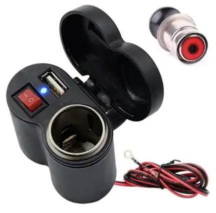 Imagem de Tomada USB para Moto com Suporte no Guidão - Conectividade Total!