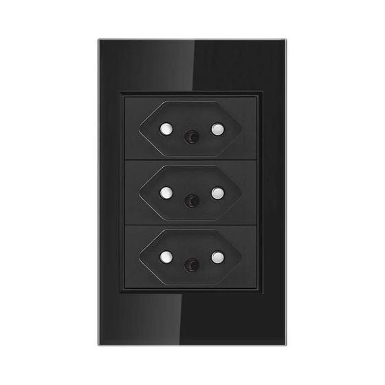 Imagem de Tomadas de Parede Padrão Brasil 10A/20A com USB Tipo C e Interruptor - Painel de Vidro Temperado