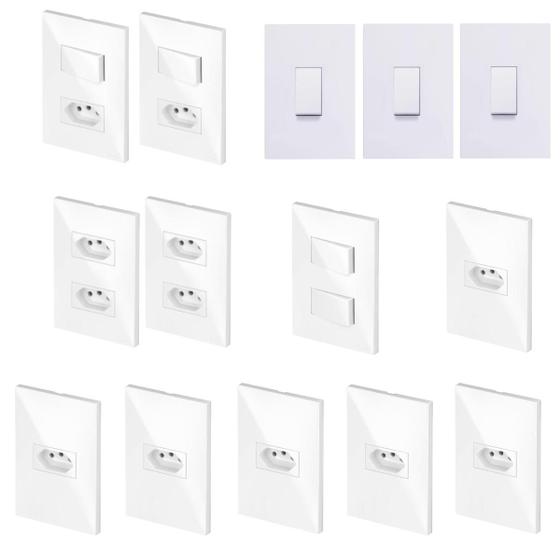 Imagem de Tomadas E Interruptores (15 Pç) Kit Casa Completa Branco