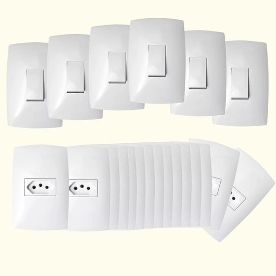 Imagem de Tomadas e Interruptores Kit 26 Pç  Casa Completa Branco Home