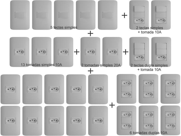 Imagem de Tomadas Interruptores (30 Peças) Casa Completa