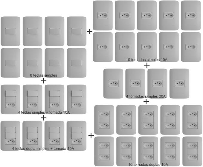 Imagem de Tomadas Interruptores (40 Peças) Casa Completa