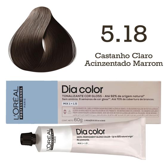 Imagem de Tonalizante Dia Color 5.18 Castanho Claro Acinzentado Marrom  L'Oréal Professionnel