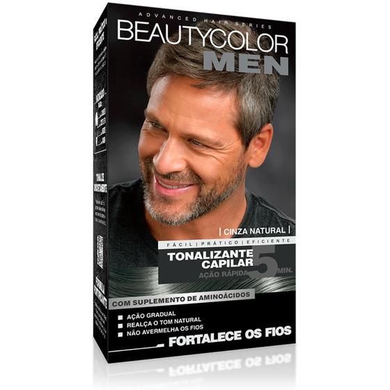 Imagem de Tonalizante Gel Masculino Kit Completo Sem Amonia Beautycolor Men Cabelo Cinza Natural