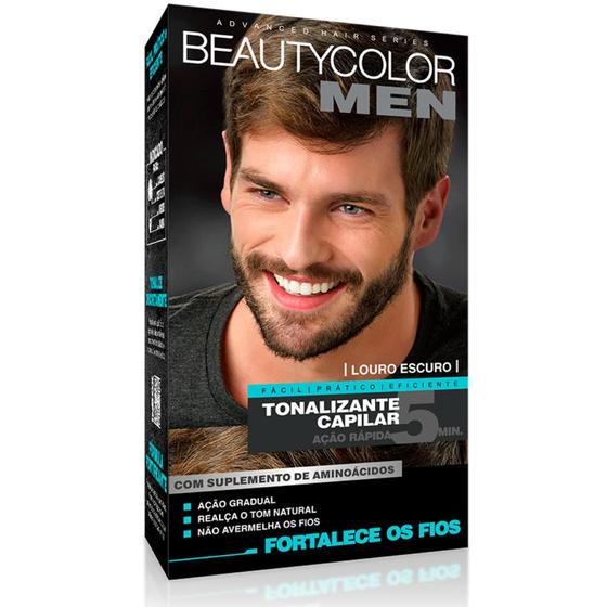 Imagem de Tonalizante Gel Masculino Kit Completo Sem Amonia Beautycolor Men Cabelo Loiro Escuro