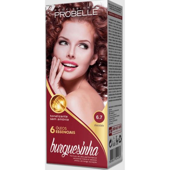 Tonalizante sem Amônia Burguesinha Probelle 6.7 (Chocolate) Louro ...