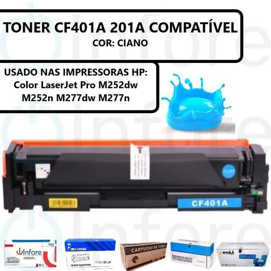 Imagem de Toner Cf401a 401a 201a CIano Compatível Com M252DW M277DW M252 M277