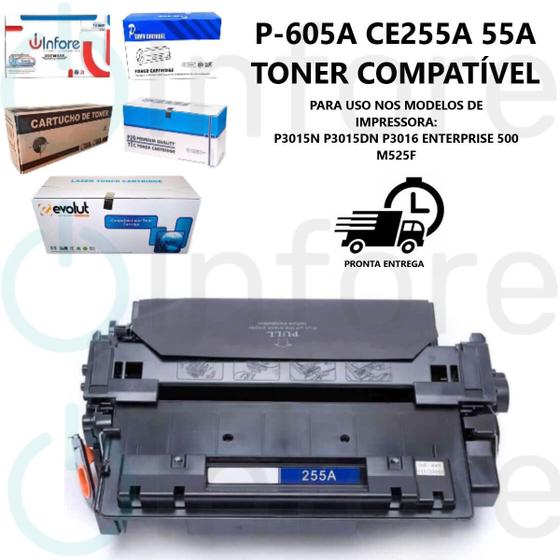 Imagem de Toner Compatível Ce255a Preto P3015 P3015n P3015dn P3016