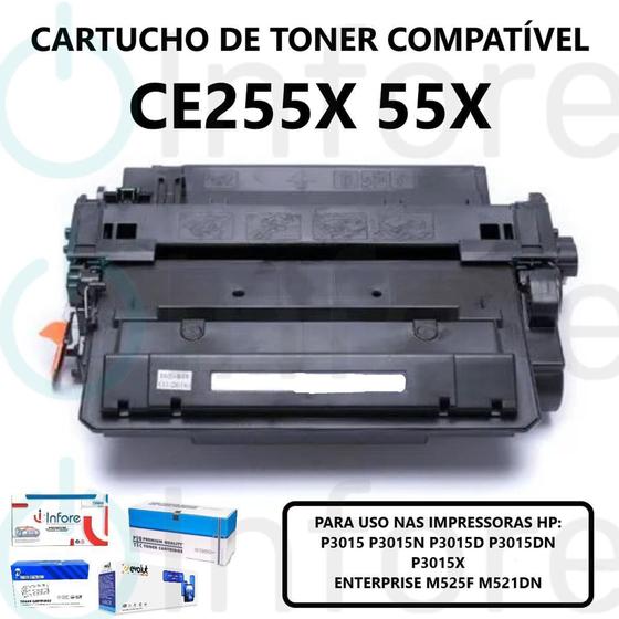 Imagem de Toner Compatível Ce255x 255x 255 55x Compatível P3015 P3015n P3015dn 10k - PREMIUM