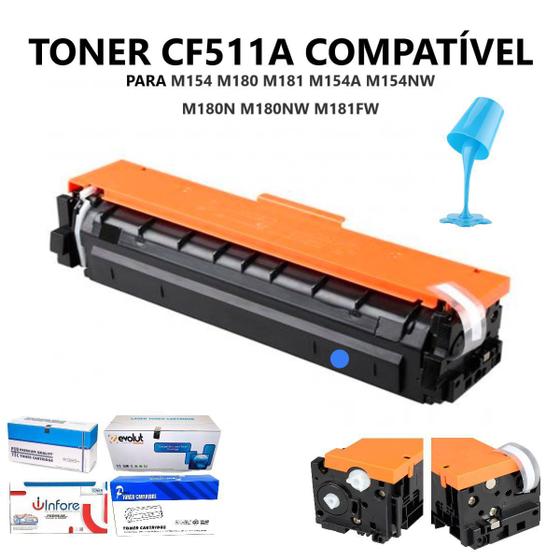 Imagem de Toner Compatível Cf511a Ciano 204a Cyan Para M154a M154nw M180n M180nw M181fw