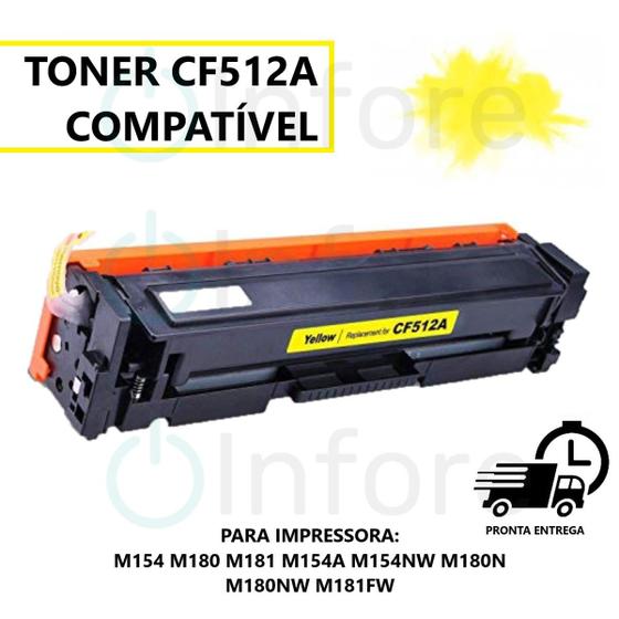 Imagem de Toner Compatível CF512A  204A cf512a  M154 M180 M181  Amarelo   0.9k