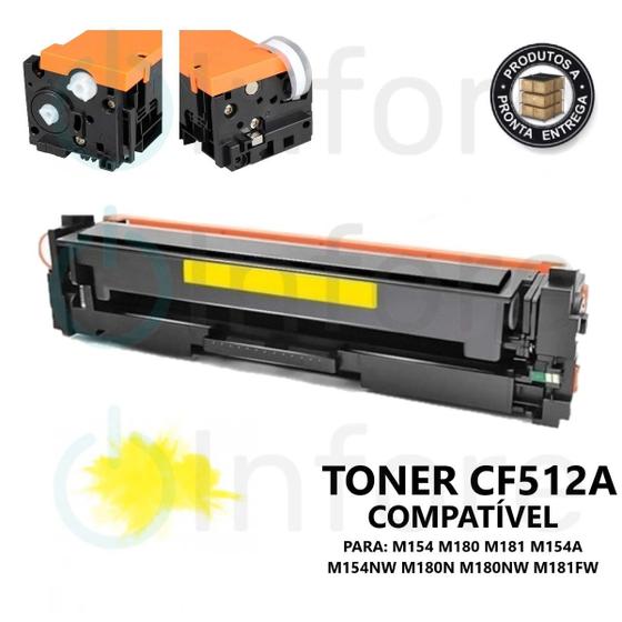 Imagem de Toner Compatível Hp Cf512a M154 M180 M181 204a Amarelo 0,9k