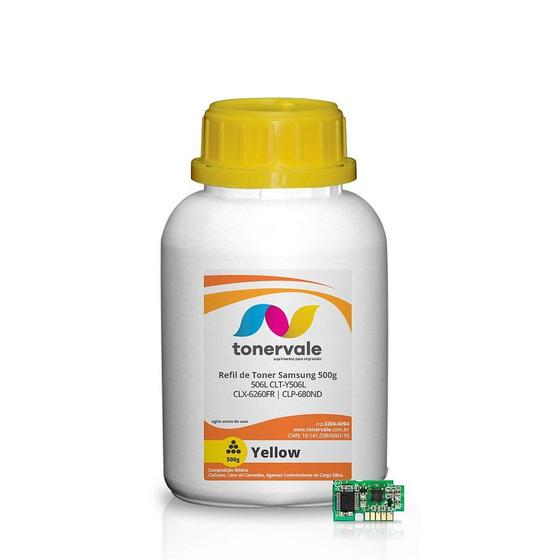 Imagem de Toner Refil + 4 Chip Toner TankFull Para Samsung CLT-Y506L Amarelo - CLP-680ND CLX-6260FR de 500g