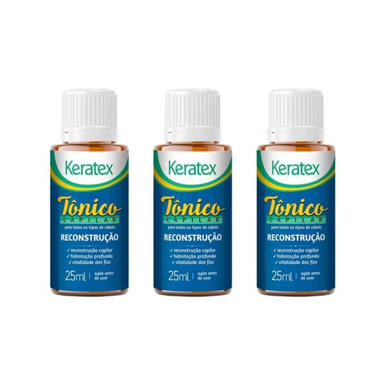 Imagem de Tonico Capilar Fixed Keratex Reconstruçao 25ml - Kit C/ 3un