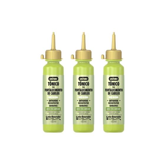 Imagem de Tonico Capilar Gota Dourada 100ml Antiqueda - Kit C/ 3un