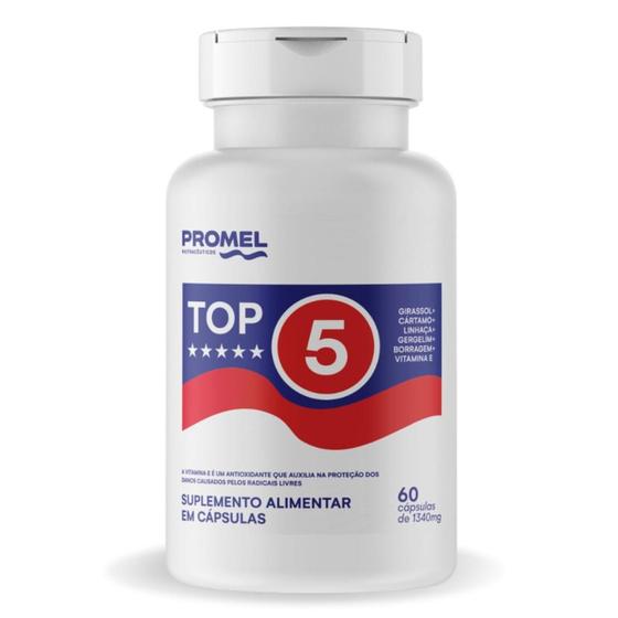 Imagem de Top 5 (Óleo de Linhaça, Girassol, Gergelim, Borragem, Cártamo e VIT E) 60 caps 1000mg Promel