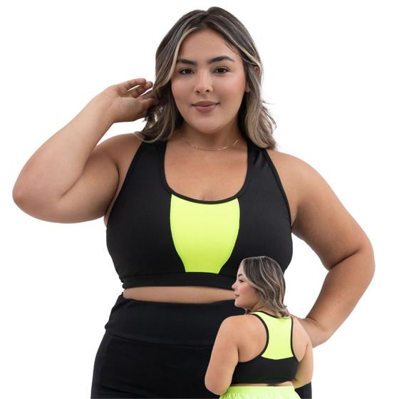 Imagem de Top Academia Feminino Plus Size Fitness Nadador Alça Grossa Suplex E dry fit  Sem Bojo 
