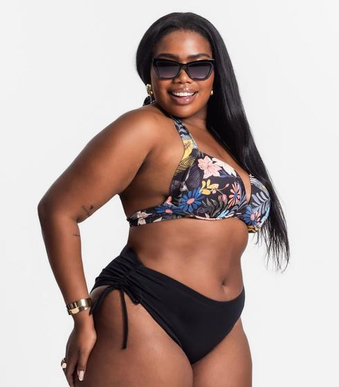 Imagem de Top Biquíni Estampado Com Bojo Plus Size Uni Femme Preto