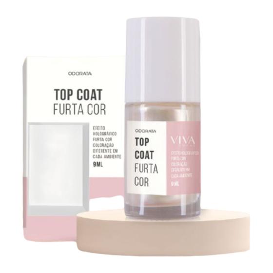 Imagem de Top Coat Furta Cor Com Efeito Holográfico Aumenta a Durabilidade do Esmalte Seca Rápido  VIVA UNHAS ODORATA REF 2693