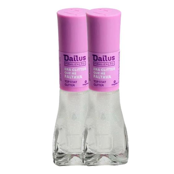 Imagem de Top Coat Glitter Dailus Era Glitter Que Faltava 8ml  Kit com duas unidades