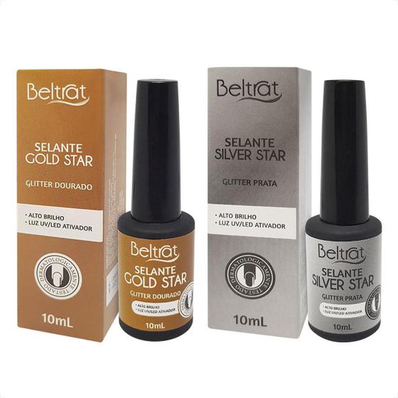 Top Coat Selante Beltrat Silver E Gold Star Glitter Kit Top Coat Magazine Luiza