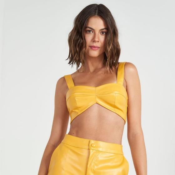 Imagem de Top Colcci Cropped Tecido Sintético Amarelo Tofu