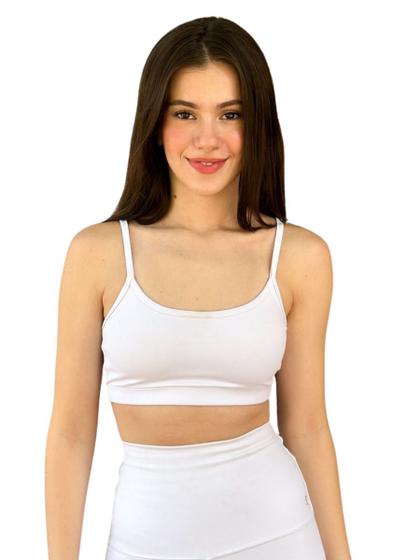 Imagem de Top Cropped Alça Poliamida Compressão Treino e casual Branco